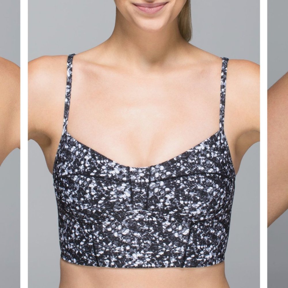 Lululemon Core Set Bra - Shimmy Shimmer Black White - XS